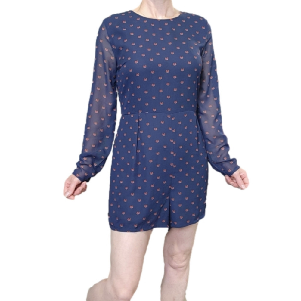 Romper Navy blue with small fox print Size 10 DIVIDED